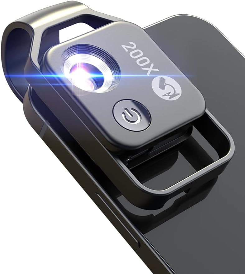 Phone Microscope with CPL Lens/LED Light, Nano Zoom 200X Pocket Microscope by MIAOLAB