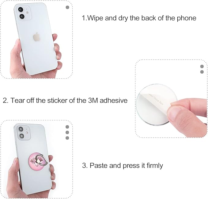 Bonoma Phone Ring Holder, 3 Pack Universal Finger Ring Stand Grip Kickstand Ring - Image 6
