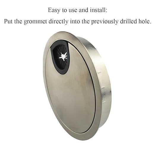 HAHIYO 1Pcs 3.15Inch/80mm Brushed Silver Zinc Alloy Desk Grommet Wire Grommet - Image 5