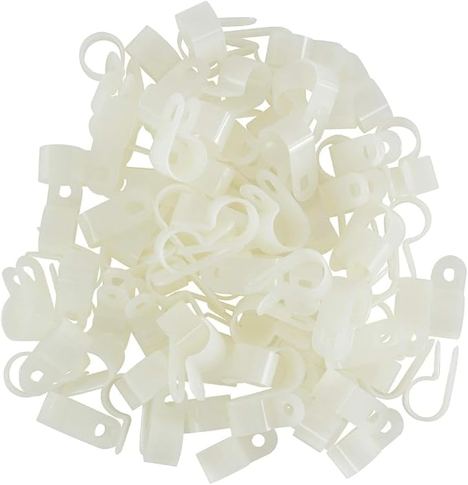 GTSE White Nylon Plastic Cable Clamps, 1/2" Screw Mounts - Image 3