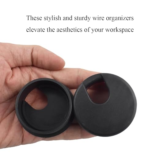 HAHIYO 2Pcs 1.77Inch/45mm Black ABS Plastic U-Shaped Desk Grommet Wire Grommet - Image 6