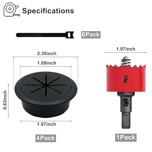 4 Pack Desk Grommet 2 Inch, Desk Hole Cover - Image 2