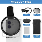 67MM Clip-on CPL Lens Filter for All Smartphones, Universal Phone Camera Clip - Image 2