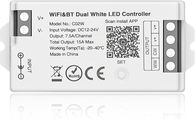 BTF-LIGHTING C02W CCT PWM 3PIN Color Temperature LED Strip Dual White 2.4GHz by BTF-LIGHTING