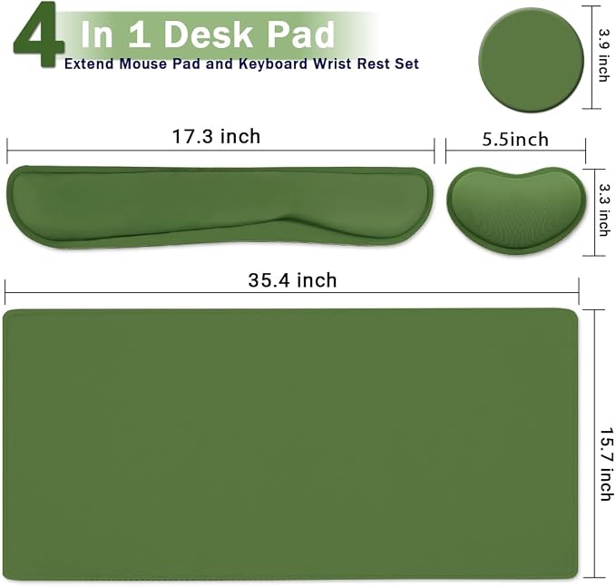 Large Keyboard Mouse Pad Set, Extended Mouse Pad+Keyboard Wrist Rest Support - Image 2