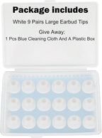 9 Pairs White Earbud Tips, Replacement Headphone Covers, Soft Rubber Tips - Image 7