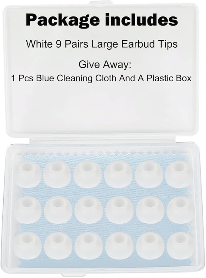 9 Pairs White Earbud Tips, Replacement Headphone Covers, Soft Rubber Tips - Image 7