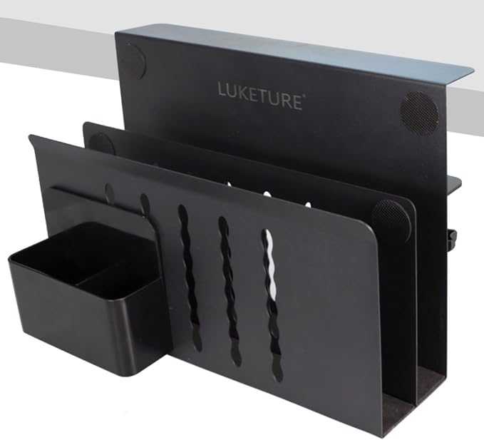 LUKETURE Laptop Holder, Steel Desk Side Storage, No Drill Standing Desk by LUKETURE