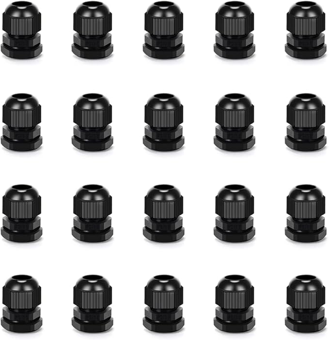 Cable Gland 20 Pack Plastic Waterproof Adjustable Connector 6-12mm PG13.5 by CGELE
