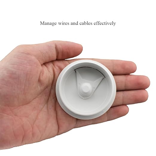HAHIYO 2Pcs 2Inch/50mm White ABS Plastic Sector-shaped Desk Grommet Wire - Image 6