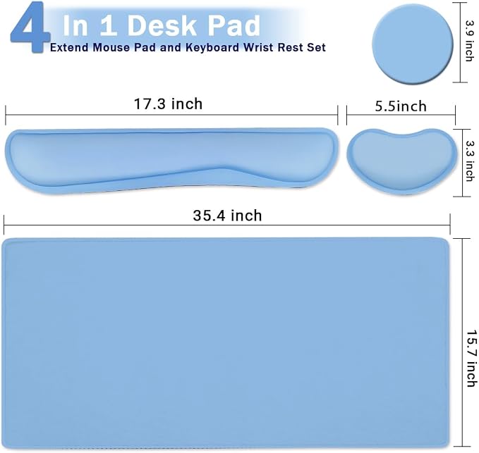 Large Keyboard Mouse Pad Set, Extended Mouse Pad+Keyboard Wrist Rest Support - Image 2
