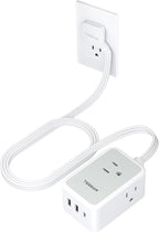 TESSAN Small Flat Plug Power Strip, Ultra Thin Extension Cord by TESSAN