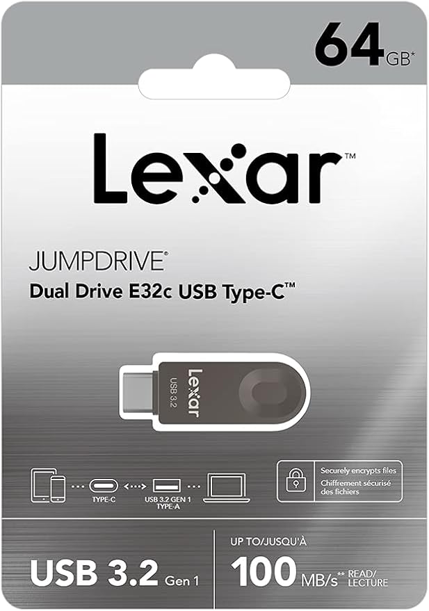 Lexar E32C 64GB Type-C USB Flash Drive, USB-A&USB-C 3.2 Gen 1 Dual Drive OTG - Image 2