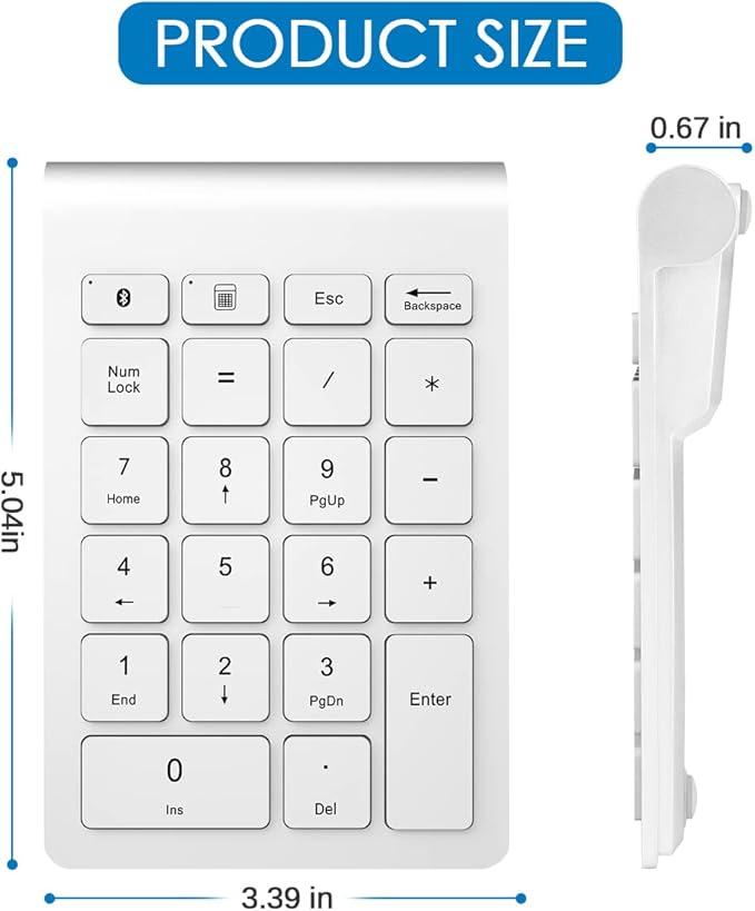 Foloda Bluetooth Number Pad for Laptop, Wireless Bluetooth 10 Key Numeric - Image 3