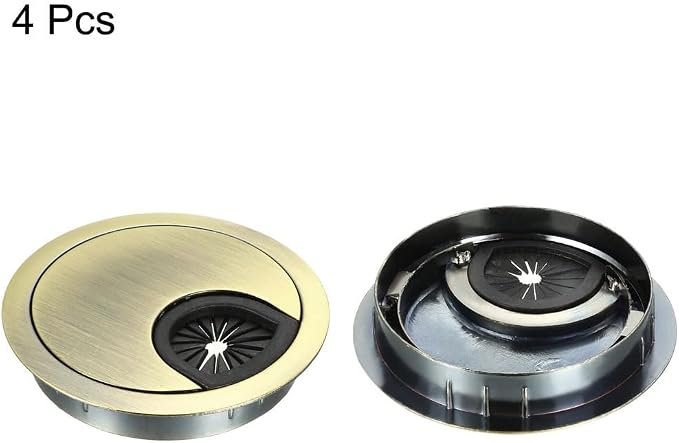 uxcell Cable Hole Cover, 2.4Inch/60mm Zinc Alloy Desk Wire Cord Cable Grommets - Image 4