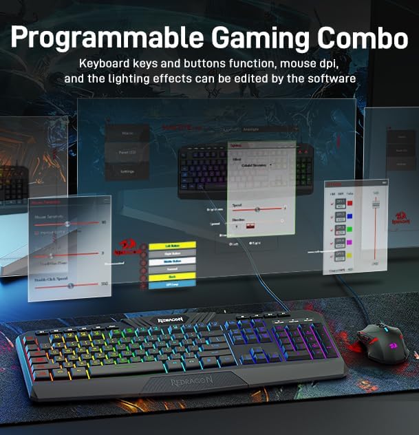 Redragon Updated S101 Programmable Gaming Keyboard and Mouse, RGB Backlit - Image 3