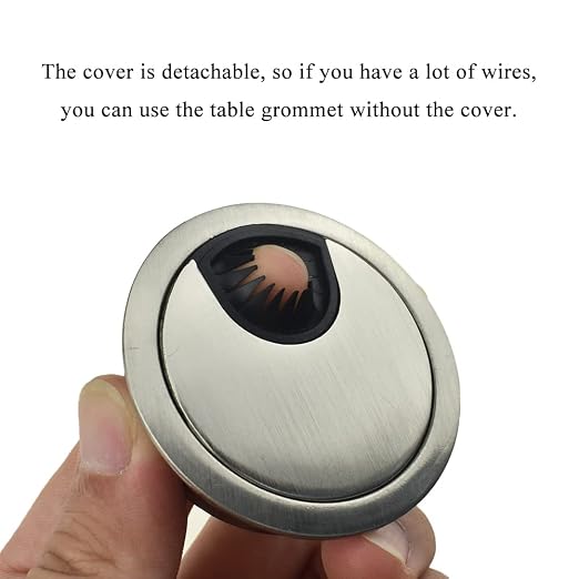 HAHIYO 2Pcs 2Inch/50mm Brushed Silver Zinc Alloy Desk Grommet Wire Grommet - Image 4