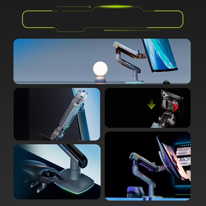 Gaming Monitor Arm for Flat/Ultrawide/Curved Monitors 32 to 60 inch, Heavy Duty - Image 8