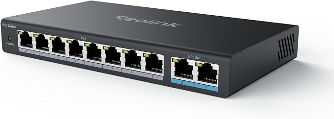REOLINK PoE Switch with 8 PoE and 2 Gigabit Uplink Ports, IEEE802.3af/at by REOLINK
