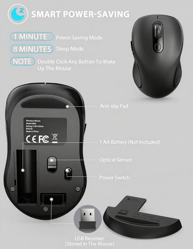 Trueque Wireless Mouse for Laptop, 2.4GHz Ergonomic Computer Mouse - Image 6