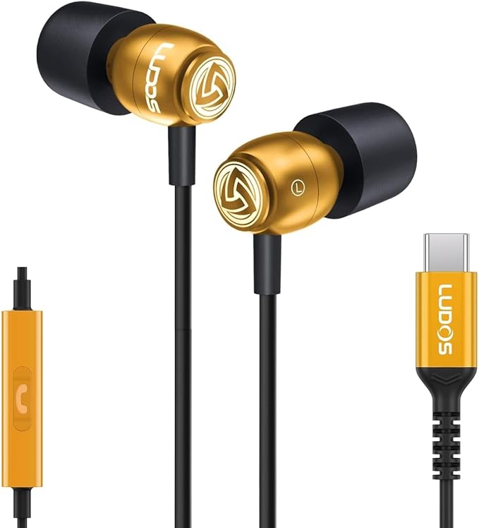 LUDOS Clamor USB C Headphones for iPhone 16 15 Pro Max Plus iPad Pro, 5 Years by Ludos