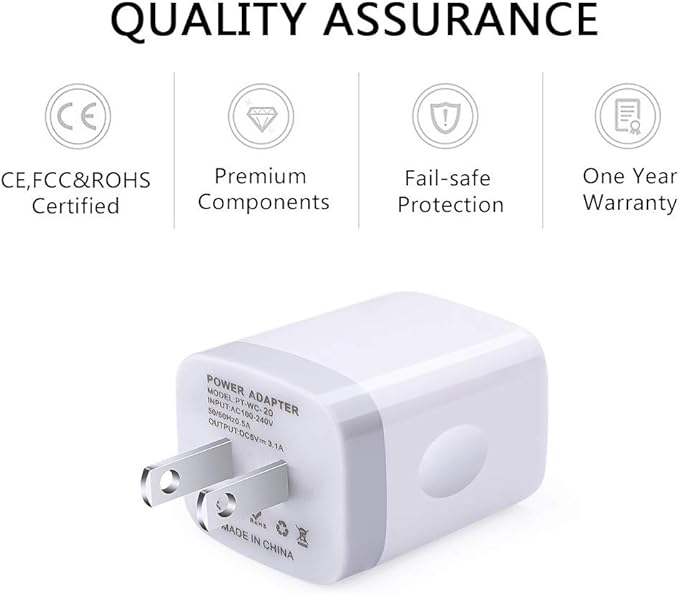 USB Plug-in Wall Charger, Charging Block, Kindle Fire, all USB Brick Base - Image 6
