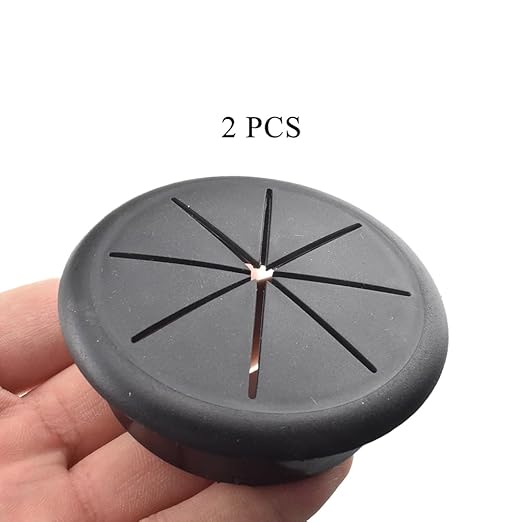 HAHIYO 2Pcs 2.4Inch/60mm Black ABS Plastic Eight-petaled Desk Grommet Wire - Image 6