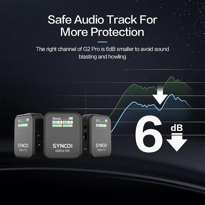 SYNCO G2A2 Pro Microphone, Wireless Lavalier Microphone, 200m Range, 8 Hours - Image 4