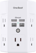 One Beat Surge Protector Wall Outlet Extender, 5 Outlets & 4 USB Ports by OneBeat
