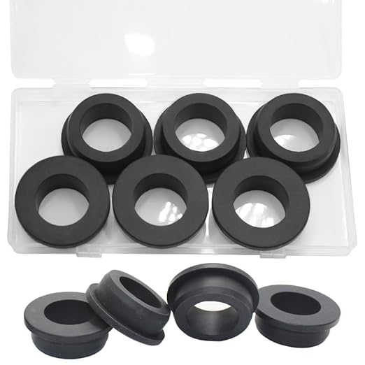 6 Pcs 1-1/2" Drill Hole, 1-1/8" ID Silicone Rubber Grommets by BOPOREAE