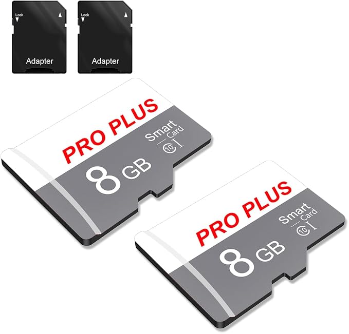 2 Pack TF Card 8GB with Adapter, High Speed Memory Card, UHS-I C10 A1 Memory TF by Bliksem