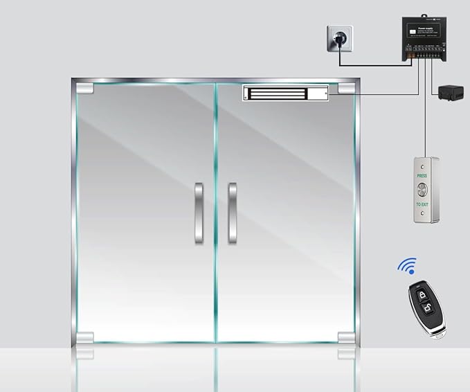 Door Access Control System Outswinging 600lbs Magnetic Lock Kit Build-in Alarm - Image 2