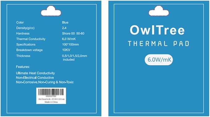 OwlTree 4 Pack Thermal Pad, 100x100mm 0.5mm 1mm 1.5mm 2mm Highly Efficient - Image 7