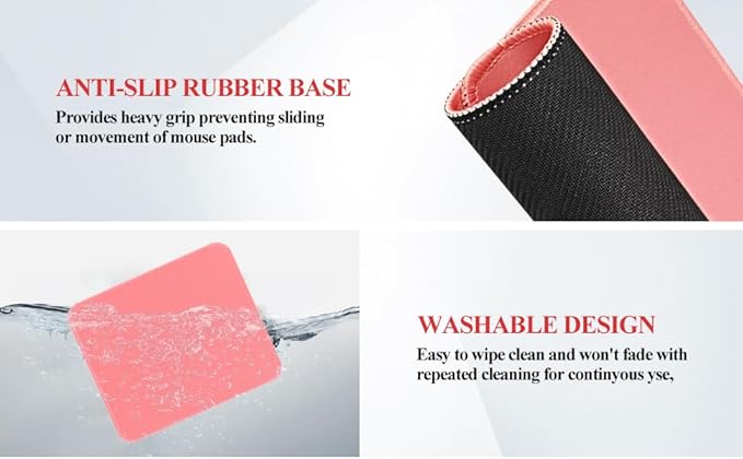 Mouse Pads, Light Pink Standard Mouse Pads, Office and Gaming, Stitched Edges - Image 7