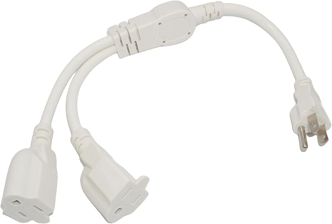 2 Way Power Splitter, 3 Prong 1 to 2 Extension Cord Splitter, 1.4' Short by Unknown