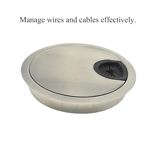 HAHIYO 1Pcs 3.15Inch/80mm Brushed Silver Zinc Alloy Desk Grommet Wire Grommet - Image 4