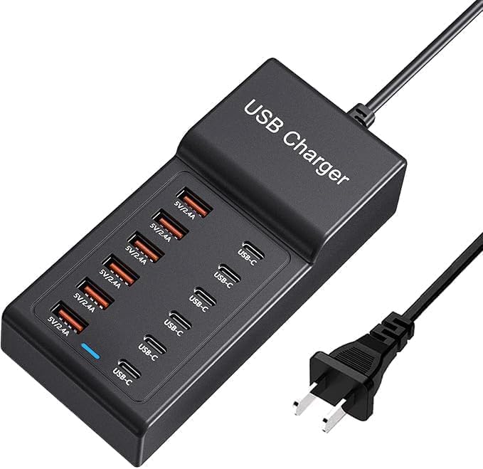 Multi USB Charger USB C Charging Station Block 50W 12 Ports Multiple USB C Hub by SCCVEE
