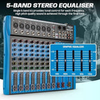 Professional Audio Mixer, 8 Channel, Input 48V Phantom Power Stereo Digital USB - Image 5