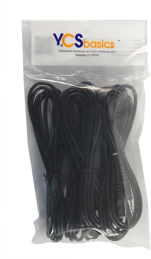 Five Pack of YCS Basics 6 Foot 3.5mm Headphone Extension Cables Male/Female - Image 2