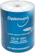 OPTIMUM CD-R Blank Disc 700MB 52X Moisture Resistant White Inkjet Hub Printable by OPTIMUM