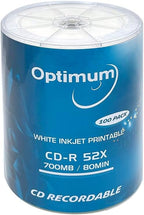 OPTIMUM CD-R Blank Disc 700MB 52X Moisture Resistant White Inkjet Hub Printable by OPTIMUM