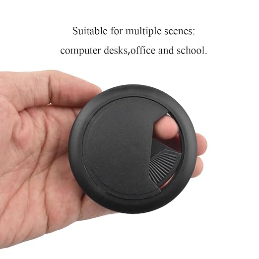 HAHIYO 2Pcs 2.4Inch/60mm Black ABS Plastic Sector-Shaped Desk Grommet Wire - Image 7