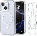 for iPhone 15 Case with 62.99 inch Lanyard, Classic Clear&White Magnetic Phone by QATYYY