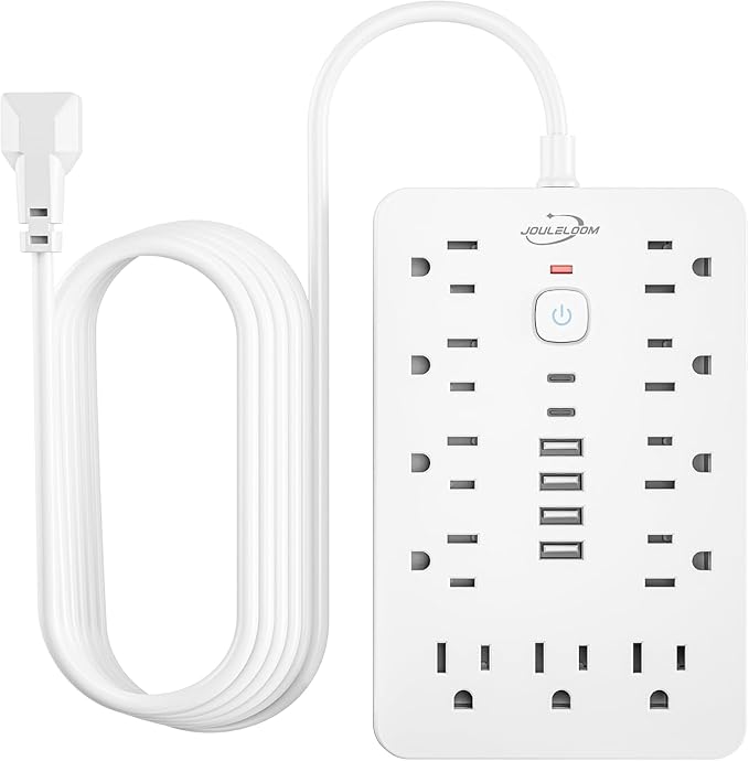 20 FT Flat Plug Surge Protector Power Strip, 11 Multiple AC Outlets by Unknown