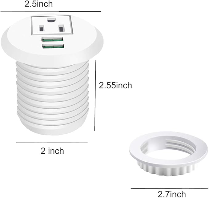 Desktop Power Grommet, Desk Grommet Outlet 2 inch Hole, Power Grommet - Image 5
