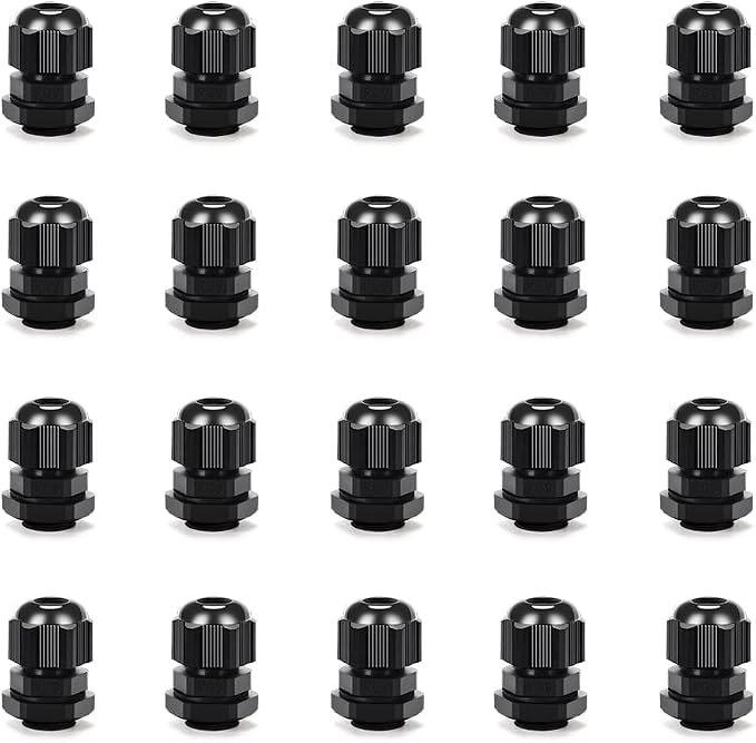 Cable Gland 20 Pack Plastic Waterproof Adjustable Connector 4-8mm PG9 Strain by CGELE