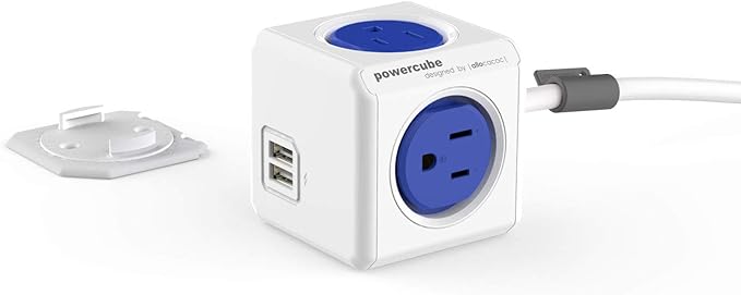 Allocacoc, PowerCube |ExtendedUSB|, 4 outlets, 2 USB Ports, 5 feet cable by Allocacoc