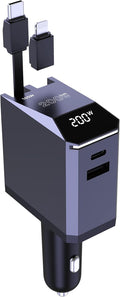 Aftertop 200W Retractable Car Charger, 3-in-1 Independent Fast Charging by USBCChargerCarCharger