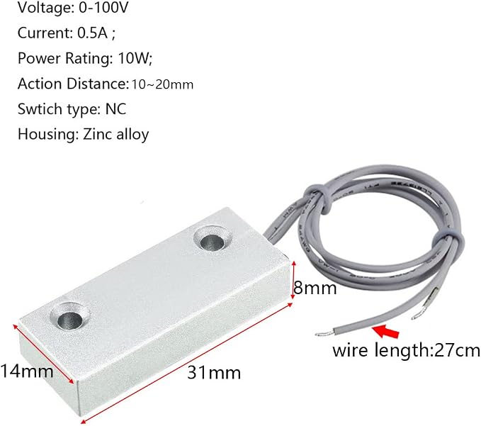 Home Security Wired Rolling Door Contact 0~100V/0.5Amp Magnetic Reed Switch - Image 4