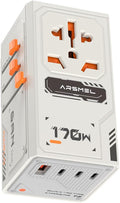 170W GaN Universal Travel Adapter, Worldwide All-in-One International Plug by ARSMEL